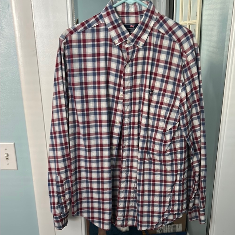 Vineyard Vines Red and Blue Plaid Casual Shirt